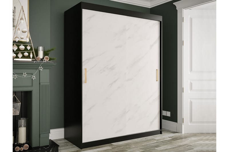 Garderob Marmesa 150 cm Marmormönster - Svart/Vit/Guld - Förvaring - Garderober & garderobssystem