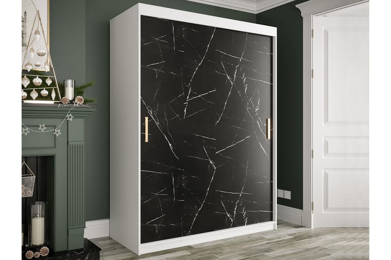 Garderob Marmesa 150 cm Marmormönster - Vit/Svart/Guld - Förvaring - Garderober & garderobssystem