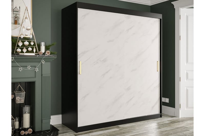 Garderob Marmesa 180 cm Marmormönster - Svart/Vit/Guld - Förvaring - Garderober & garderobssystem