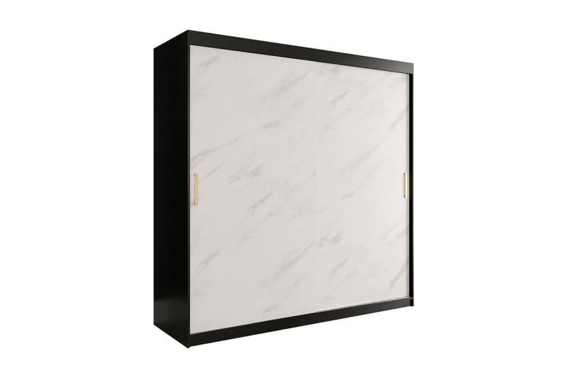 Garderob Marmesa 200 cm Marmormönster - Svart/Vit/Guld - Förvaring - Garderober & garderobssystem