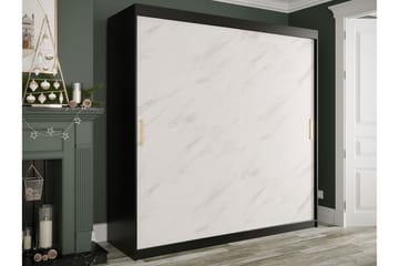 Garderob Marmesa 200 cm Marmormönster - Svart/Vit/Guld - Förvaring - Garderober & garderobssystem