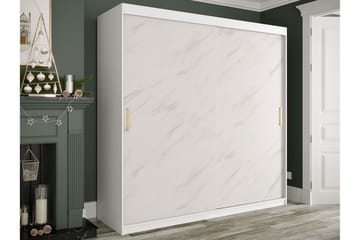 Garderob Marmesa 200 cm Marmormönster - Vit/Guld - Förvaring - Garderober & garderobssystem