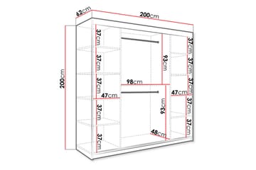 Garderob Marmesa 200 cm Marmormönster - Vit/Svart/Guld - Förvaring - Garderober & garderobssystem