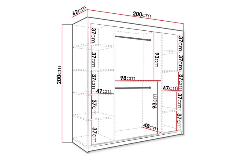 Garderob Marmesa 200 cm Marmormönster - Vit/Svart/Guld - Förvaring - Garderober & garderobssystem