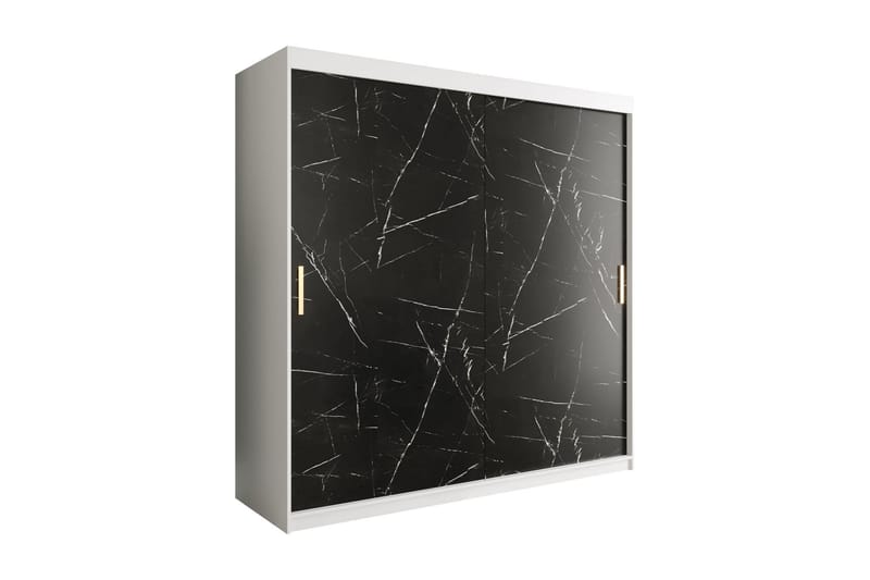 Garderob Marmesa 200 cm Marmormönster - Vit/Svart/Guld - Förvaring - Garderober & garderobssystem