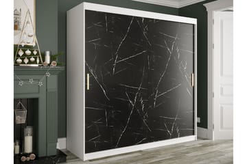 Garderob Marmesa 200 cm Marmormönster - Vit/Svart/Guld - Förvaring - Garderober & garderobssystem