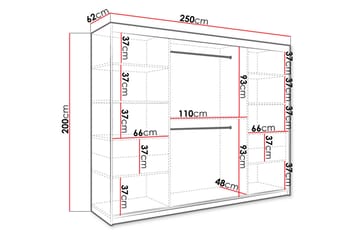 Garderob Marmesa 250 cm Marmormönster - Svart/Vit/Guld - Förvaring - Garderober & garderobssystem