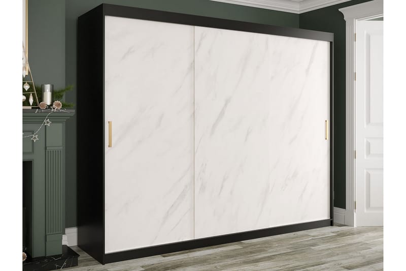 Garderob Marmesa 250 cm Marmormönster - Svart/Vit/Guld - Förvaring - Garderober & garderobssystem