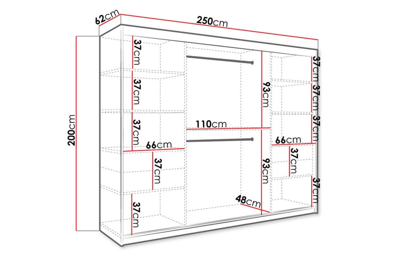 Garderob Marmesa 250 cm Marmormönster - Vit/Guld - Garderober & garderobssystem - Garderobsskåp