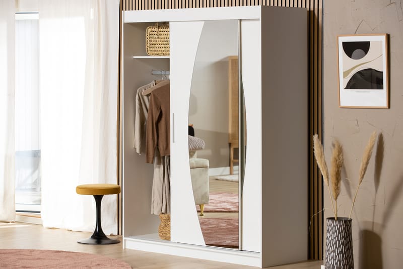 Garderob Maskbo 150 cm Spegel - Vit - Garderober & garderobssystem