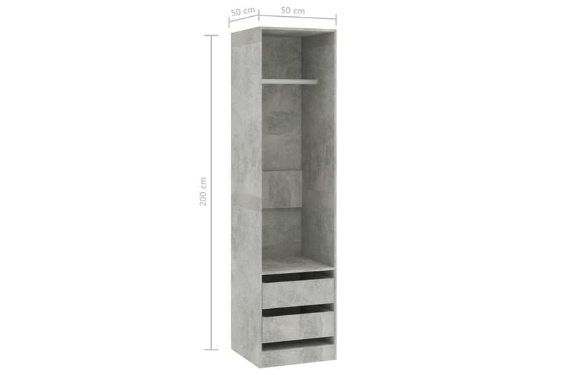 Garderob med lådor betonggrå 50x50x200 cm spånskiva - Grå - Garderober & garderobssystem - Garderobsskåp