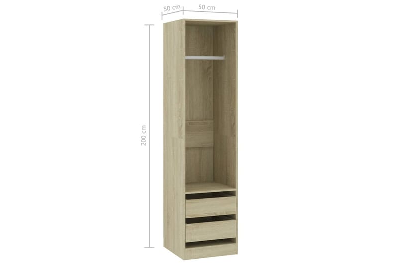 Garderob med lådor sonoma-ek 50x50x200 cm spånskiva - Ek - Garderober & garderobssystem - Garderobsskåp