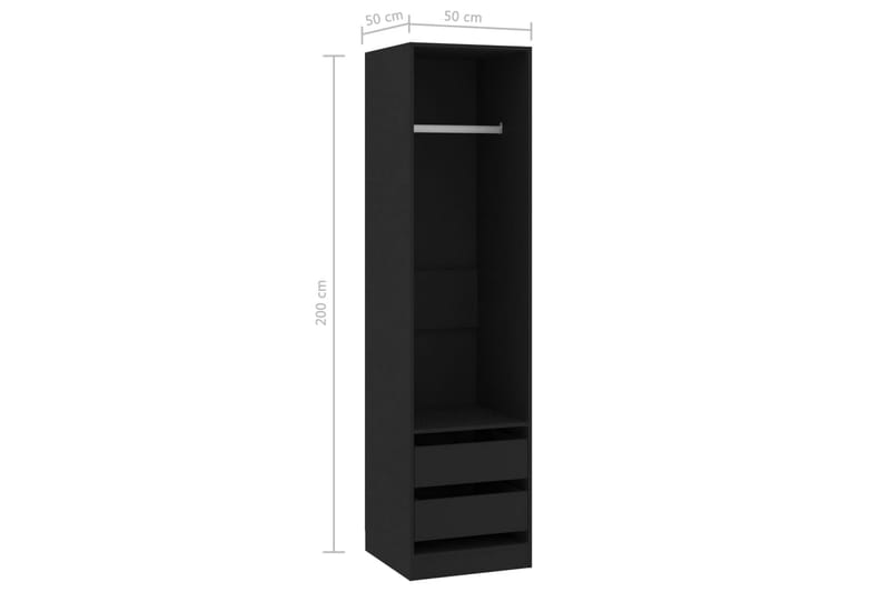 Garderob med lådor svart 50x50x200 cm spånskiva - Svart - Garderober & garderobssystem - Garderobsskåp