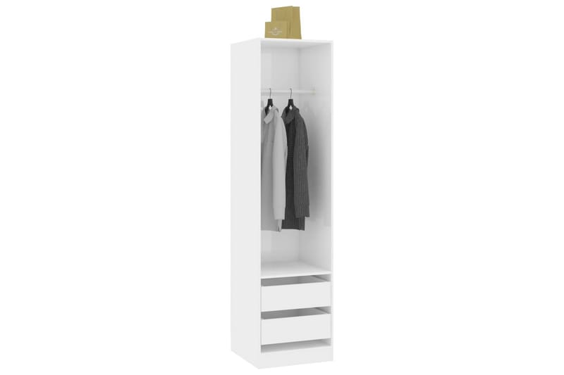 Garderob med lådor vit högglans 50x50x200 cm spånskiva - Vit - Garderober & garderobssystem - Garderobsskåp