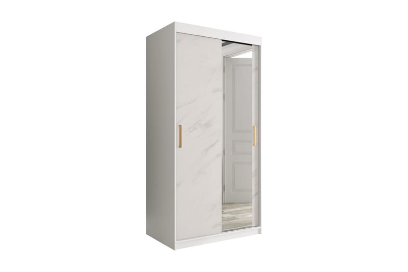 Garderob med Spegel Marmesa 100 cm Marmormönster - Vit/Guld - Garderober & garderobssystem