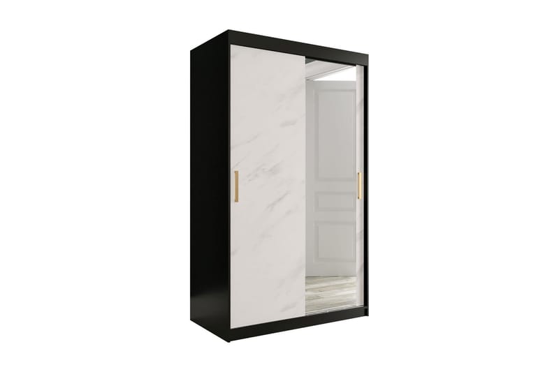 Garderob med Spegel Marmesa 120 cm Marmormönster - Svart/Vit/Guld - Garderober & garderobssystem - Barngarderob