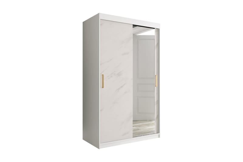 Garderob med Spegel Marmesa 120 cm Marmormönster - Vit/Guld - Förvaring - Garderober & garderobssystem