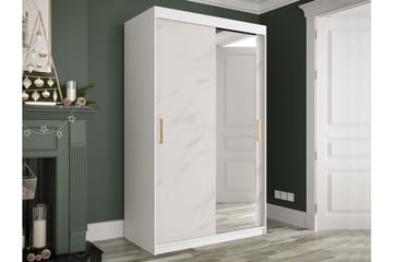 Garderob med Spegel Marmesa 120 cm Marmormönster - Vit/Guld - Förvaring - Garderober & garderobssystem