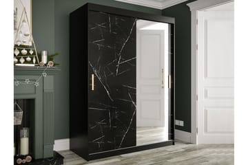 Garderob med Spegel Marmesa 150 cm Marmormönster - Svart - Förvaring - Garderober & garderobssystem
