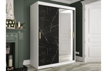 Garderob med Spegel Marmesa 150 cm Marmormönster - Vit/Svart/Guld - Förvaring - Garderober & garderobssystem