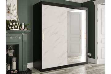 Garderob med Spegel Marmesa 180 cm Marmormönster - Svart/Vit/Guld - Förvaring - Garderober & garderobssystem