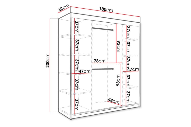 Garderob med Spegel Marmesa 180 cm Marmormönster - Vit/Guld - Garderober & garderobssystem