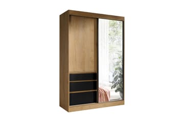 Garderob med Spegel Thiote 140x216x65 cm - Svart - Förvaring - Garderober & garderobssystem