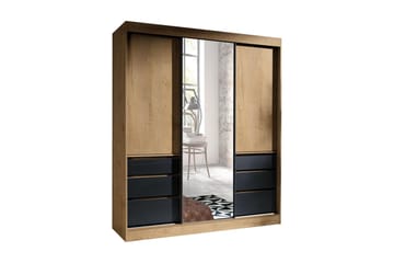 Garderob med Spegel Thiote 180x216x65 cm - Svart - Förvaring - Garderober & garderobssystem