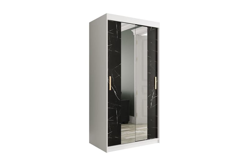 Garderob med Speglar Kant Marmesa 100 cm Marmormönster - Vit/Svart/Guld - Garderober & garderobssystem - Barngarderob