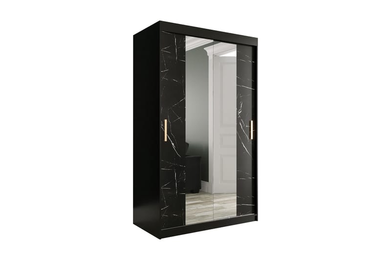 Garderob med Speglar Kant Marmesa 120 cm Marmormönster - Svart - Garderober & garderobssystem
