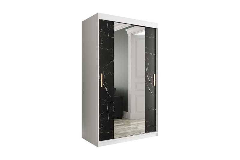 Garderob med Speglar Kant Marmesa 120 cm Marmormönster - Vit/Svart/Guld - Garderober & garderobssystem - Barngarderob