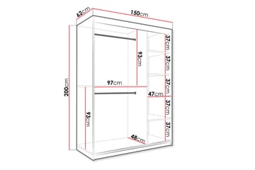 Garderob med Speglar Kant Marmesa 150 cm Marmormönster - Svart/Vit/Guld - Förvaring - Garderober & garderobssystem