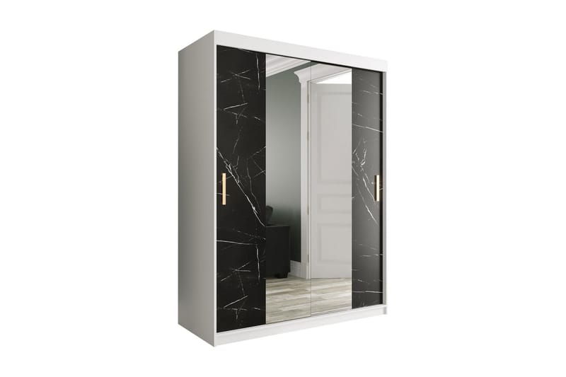 Garderob med Speglar Kant Marmesa 150 cm Marmormönster - Vit/Svart/Guld - Garderober & garderobssystem - Barngarderob
