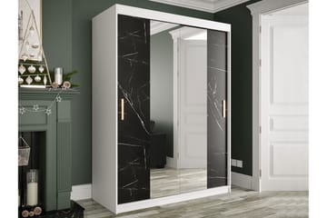 Garderob med Speglar Kant Marmesa 150 cm Marmormönster - Vit/Svart/Guld - Förvaring - Garderober & garderobssystem