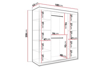 Garderob med Speglar Kant Marmesa 180 cm Marmormönster - Svart - Förvaring - Garderober & garderobssystem
