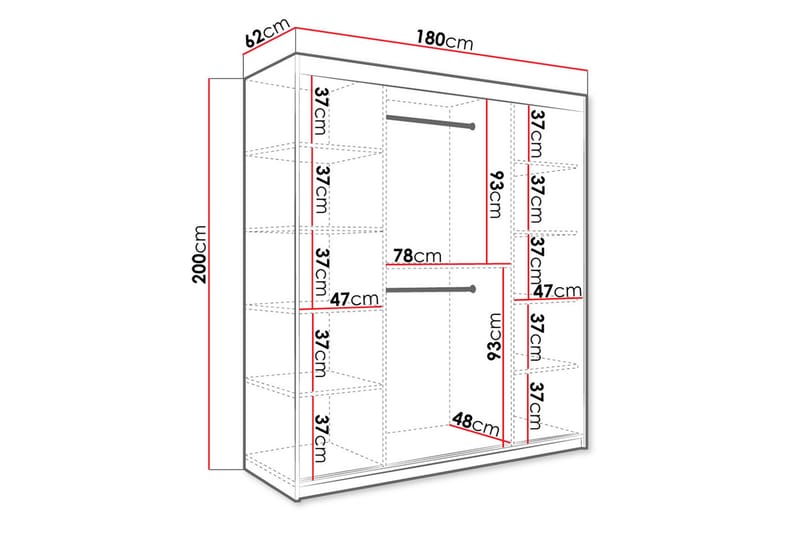 Garderob med Speglar Kant Marmesa 180 cm Marmormönster - Svart - Förvaring - Garderober & garderobssystem