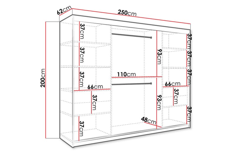 Garderob med Speglar Kant Marmesa 250 cm Marmormönster - Vit/Svart - Förvaring - Garderober & garderobssystem
