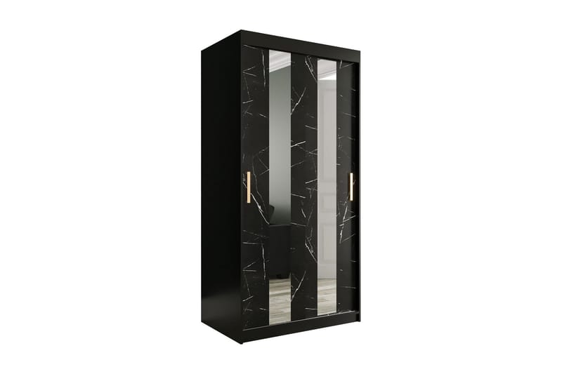 Garderob med Speglar Mitt Marmesa 100 cm Marmormönster - Svart - Garderober & garderobssystem