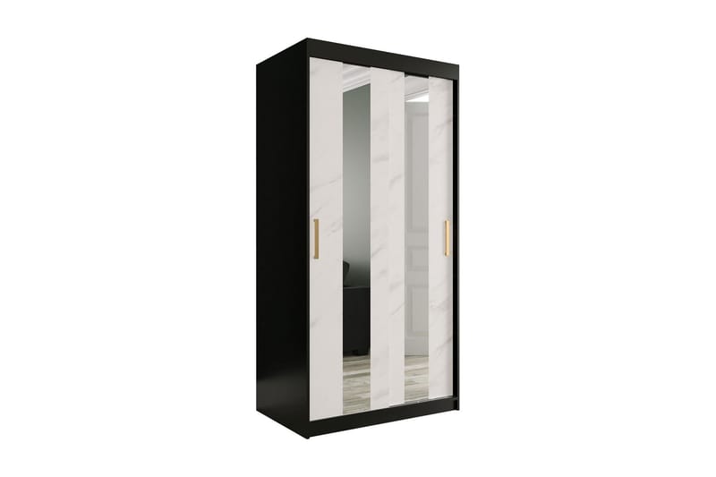 Garderob med Speglar Mitt Marmesa 100 cm Marmormönster - Svart/Vit/Guld - Garderober & garderobssystem