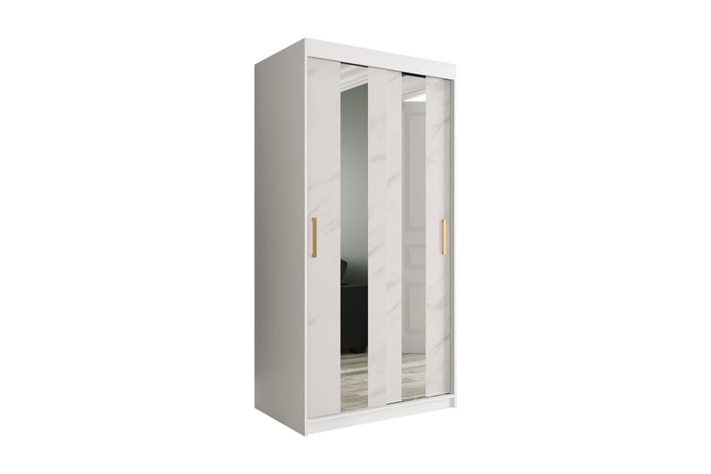Garderob med Speglar Mitt Marmesa 100 cm Marmormönster - Vit/Guld - Garderober & garderobssystem