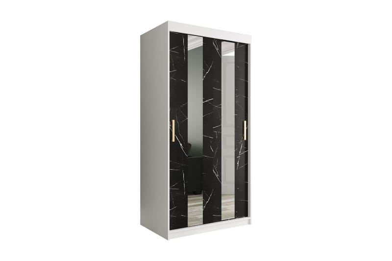 Garderob med Speglar Mitt Marmesa 100 cm Marmormönster - Vit/Svart/Guld - Garderober & garderobssystem