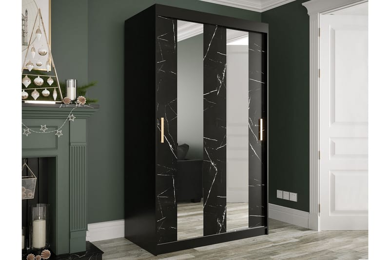 Garderob med Speglar Mitt Marmesa 120 cm Marmormönster - Svart - Garderober & garderobssystem