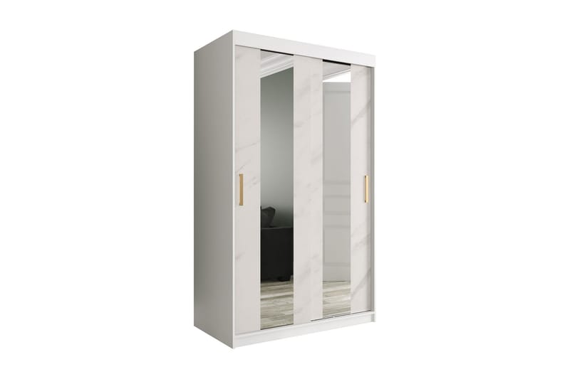 Garderob med Speglar Mitt Marmesa 120 cm Marmormönster - Vit/Guld - Garderober & garderobssystem