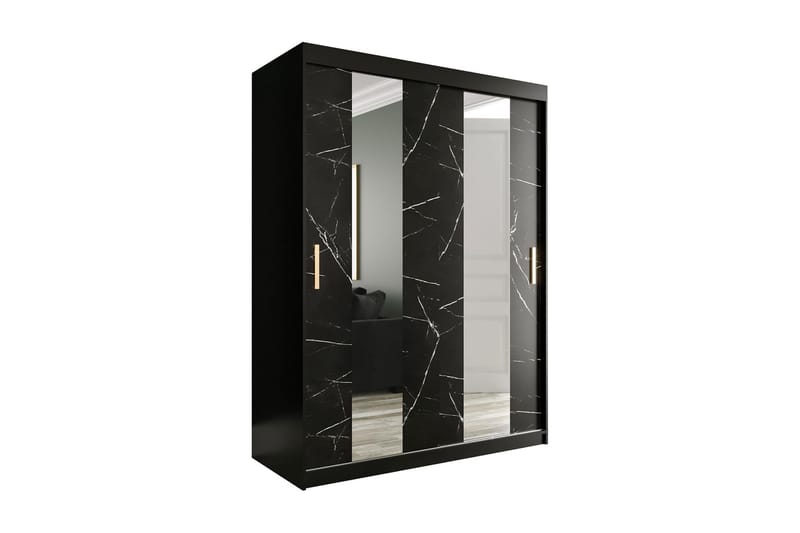 Garderob med Speglar Mitt Marmesa 150 cm Marmormönster - Svart - Garderober & garderobssystem