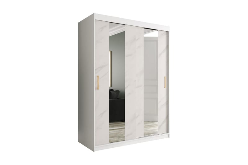 Garderob med Speglar Mitt Marmesa 150 cm Marmormönster - Vit/Guld - Garderober & garderobssystem