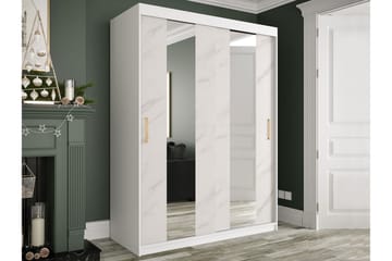 Garderob med Speglar Mitt Marmesa 150 cm Marmormönster - Vit/Guld - Förvaring - Garderober & garderobssystem