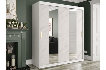 Garderob med Speglar Mitt Marmesa 180 cm Marmormönster - Vit/Guld - Förvaring - Garderober & garderobssystem