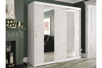Garderob med Speglar Mitt Marmesa 200 cm Marmormönster - Vit/Guld - Förvaring - Garderober & garderobssystem