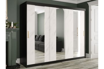 Garderob med Speglar Mitt Marmesa 250 cm Marmormönster - Svart/Vit/Guld - Förvaring - Garderober & garderobssystem