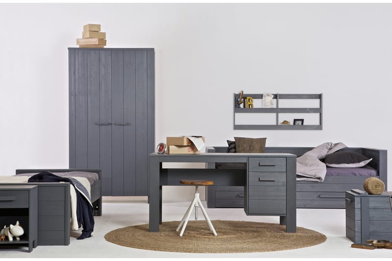 Garderob Mitchell 111 cm - Stålgrå Tall - Förvaring - Garderober & garderobssystem